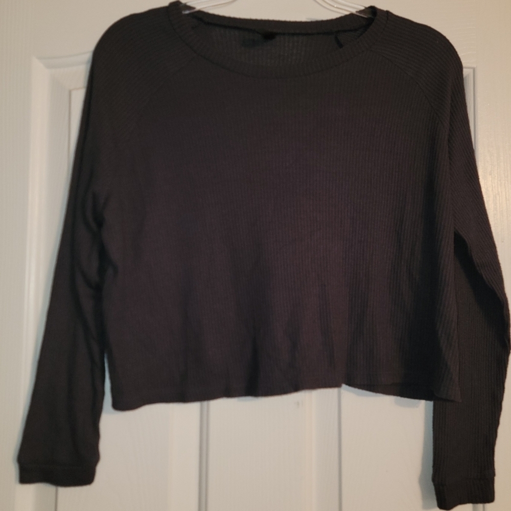Pac Sun La Hearts Charcoal Long Sleeve Crop Top